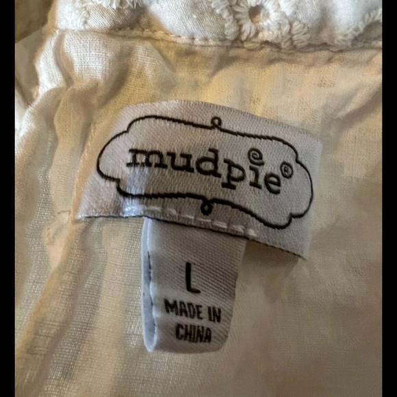 Mud Pie White Eyelet Dress Juniors Large Boho Cottagecore - Picture 4 of 8